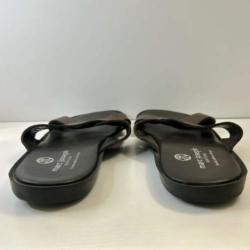 Marc Joseph Boone Ave Criss Cross Leather Strap Brown Men’s Sandal Sz 10.5